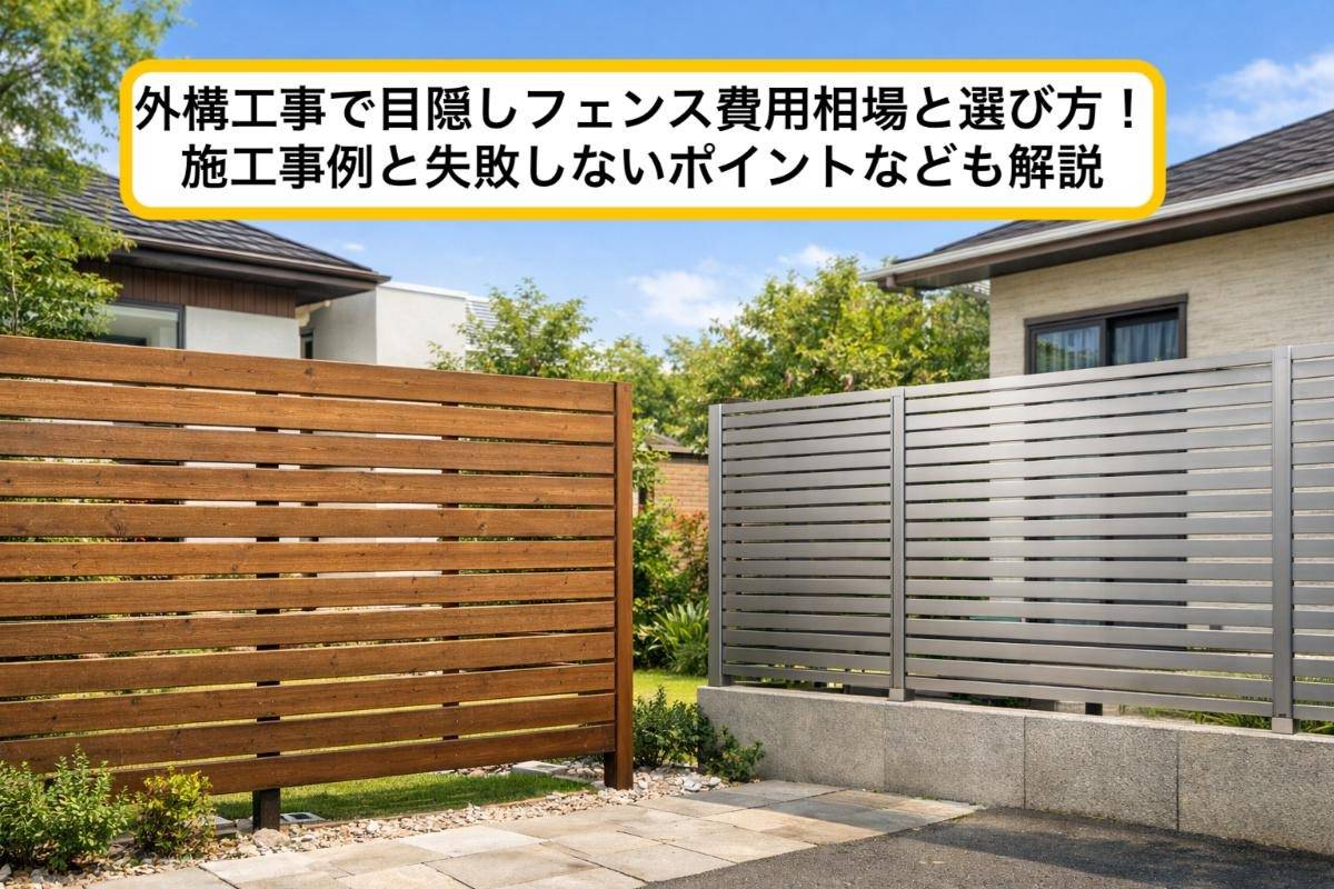 外構工事で目隠しフェンス費用相場と選び方!施工事例と失敗しないポイントなども解説